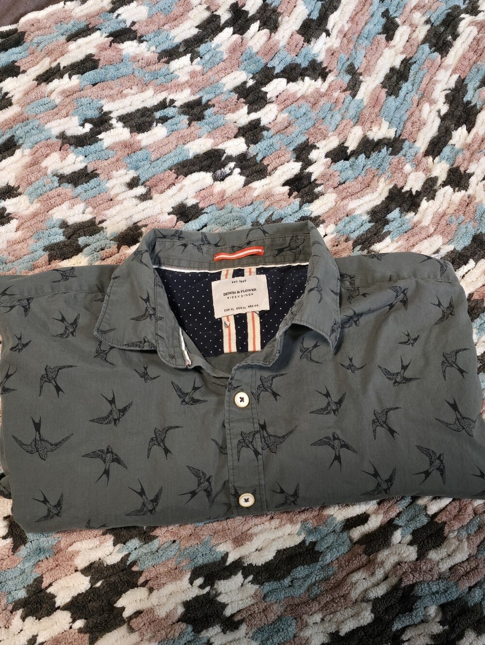Denim And Flower bird Button Up
